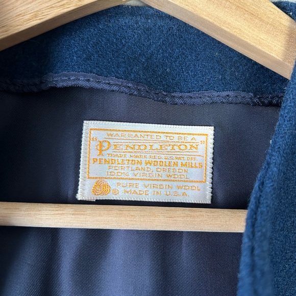 Vintage 80’s Pendleton Jacket Navy Blue Wool Short Cropped Bolero - Picture 9 of 12
